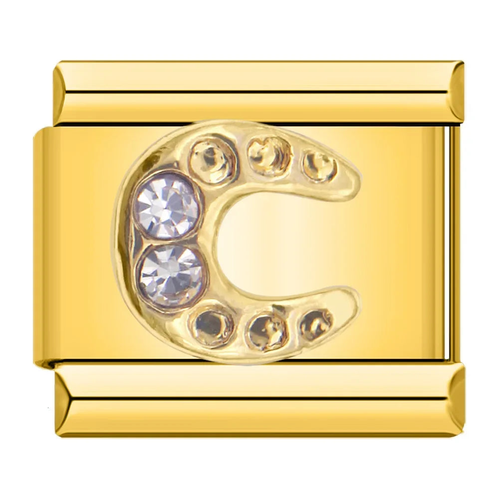 Golden Horseshoe with CZ - Gold Charm - Charmris