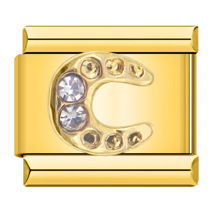 Golden Horseshoe with CZ - Gold Charm - Charmris