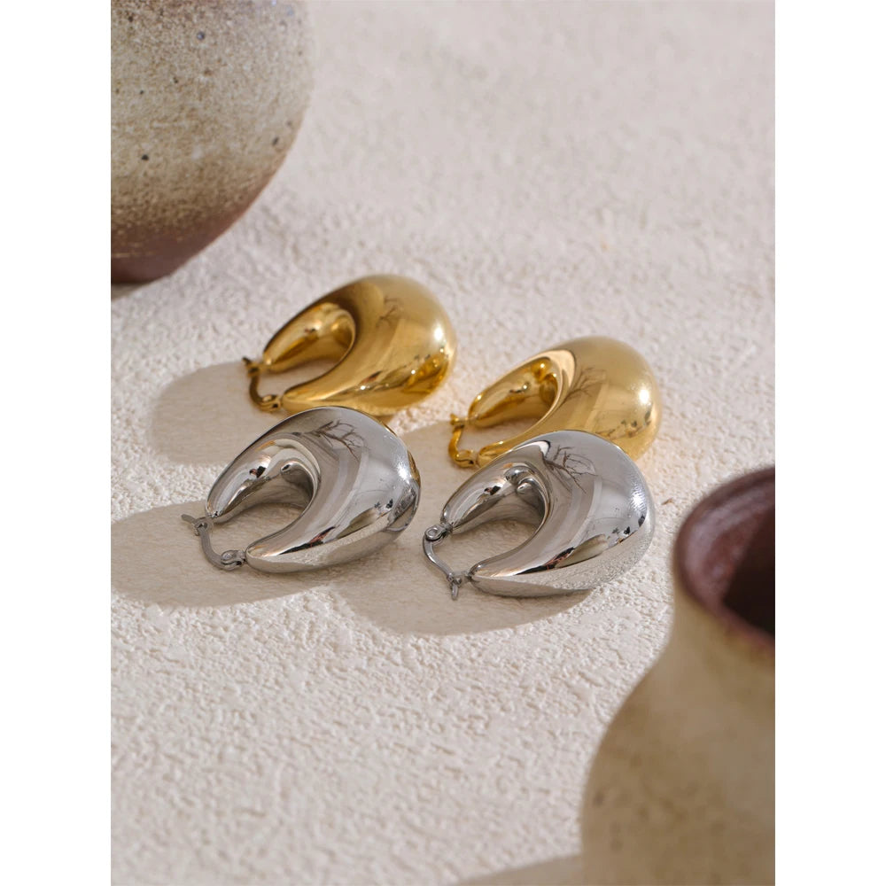 Crescent Chunky Dome Hoop Earrings
