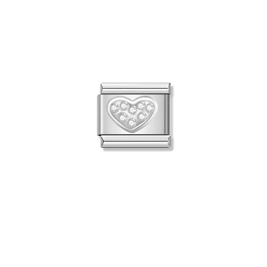 Silver Heart with CZ – silver Italian charm by Italycharm