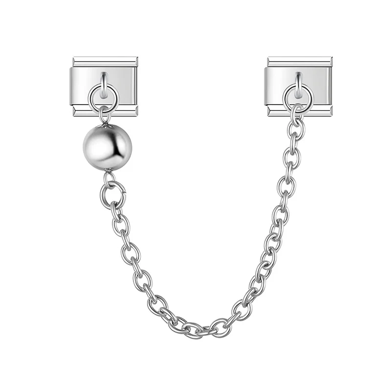 Silver Metal Ball - Silver Chain Charm