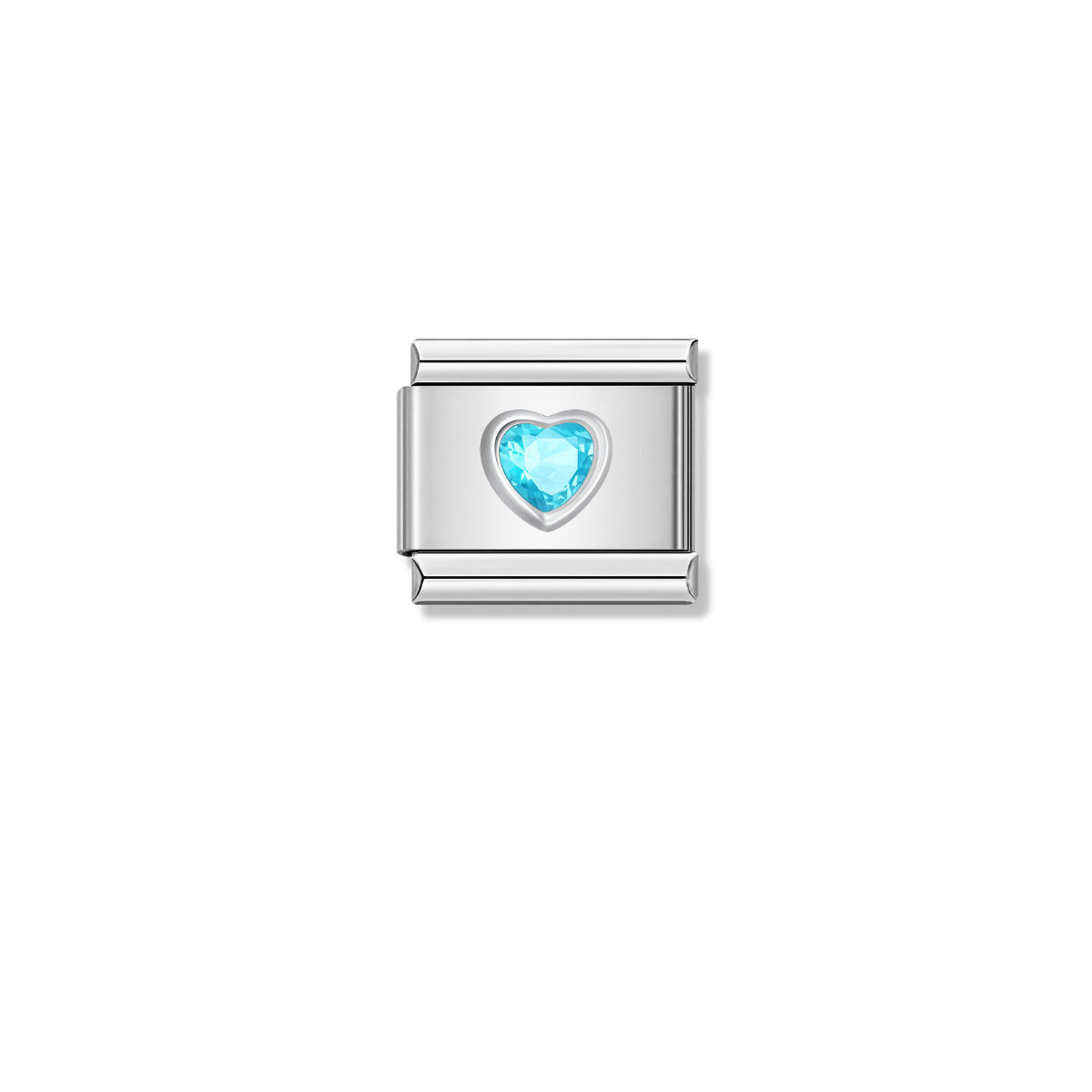 Sky Blue Resin Heart – silver Italian charm by Italycharm