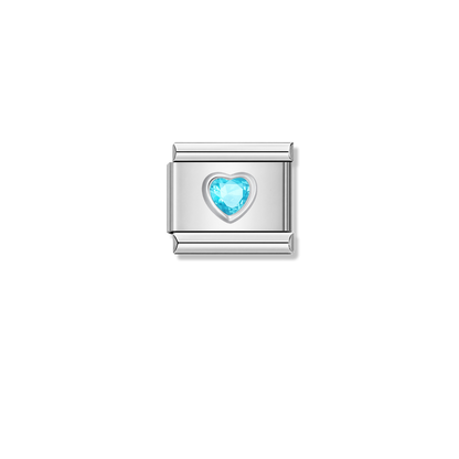 Sky Blue Resin Heart – silver Italian charm by Italycharm