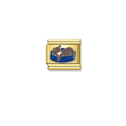 Sleepy Cat – gold Italian charm by Italycharm
