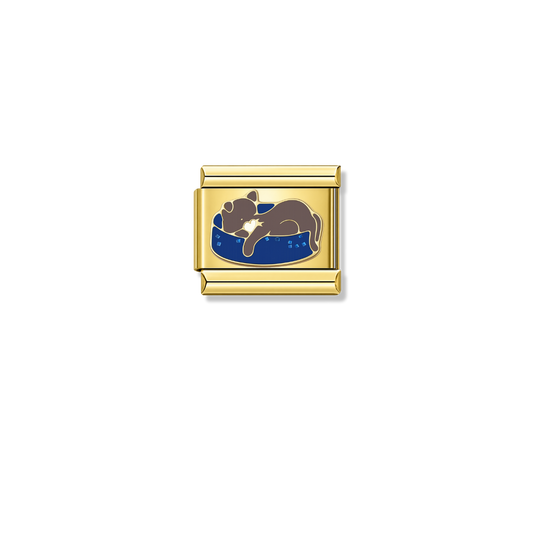 Sleepy Cat – gold Italian charm by Italycharm