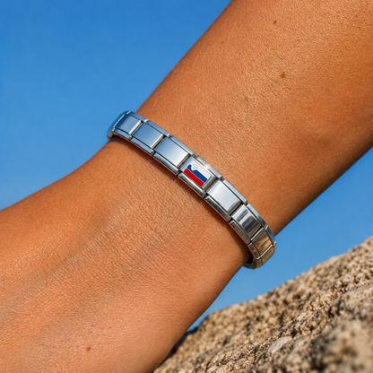 Slovenia Flag – silver Italian charm worn on an Italian charm bracelet