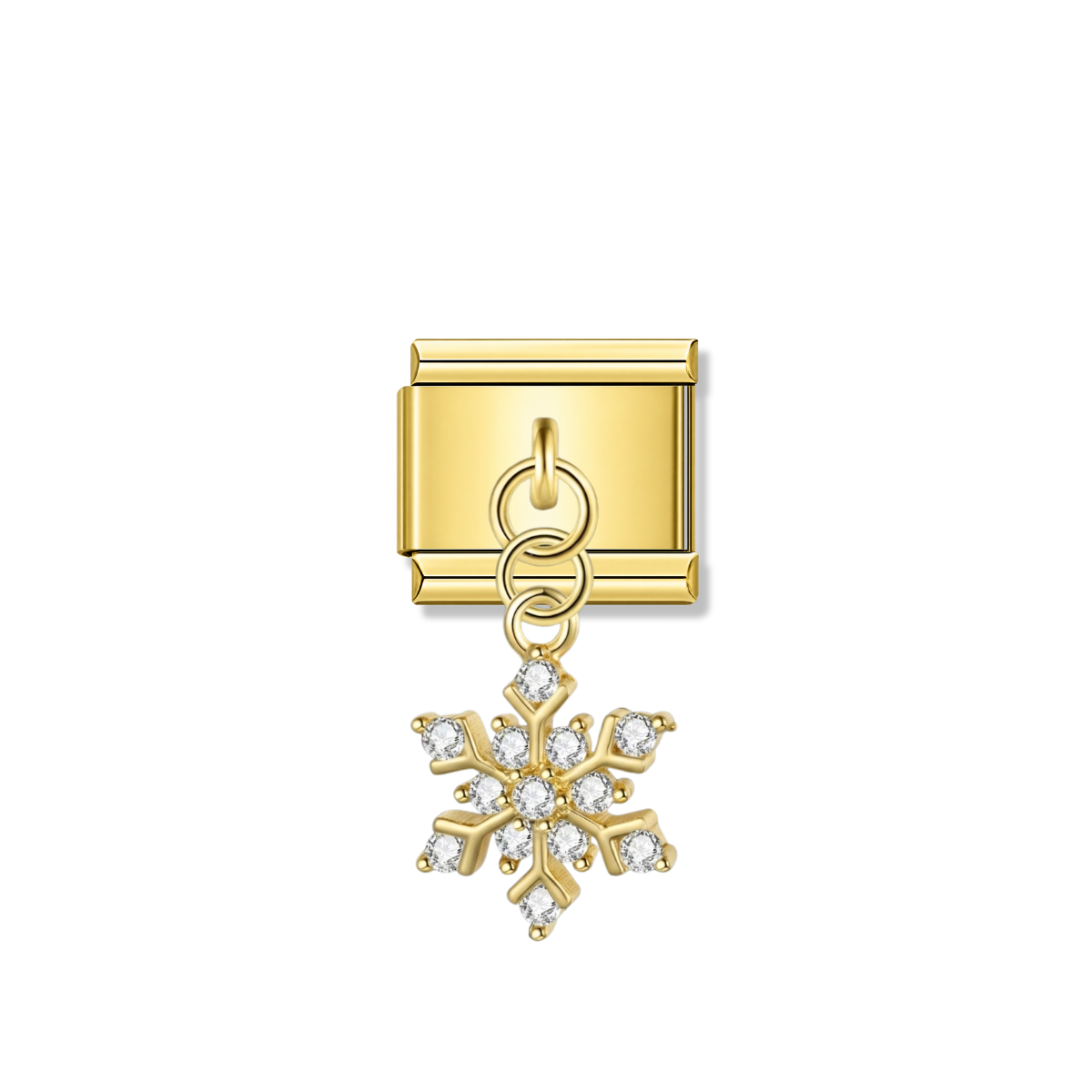 Snowflake Sparkle with CZ – gold Italian pendant charm by Italycharm
