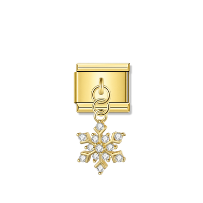 Snowflake Sparkle with CZ – gold Italian pendant charm by Italycharm