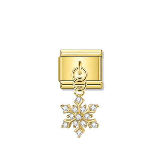 Snowflake Sparkle with CZ – gold Italian pendant charm by Italycharm
