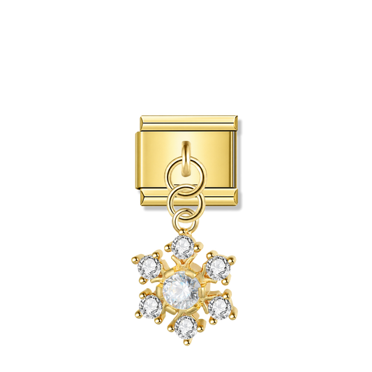 Snowflake with CZ – gold Italian pendant charm by Italycharm