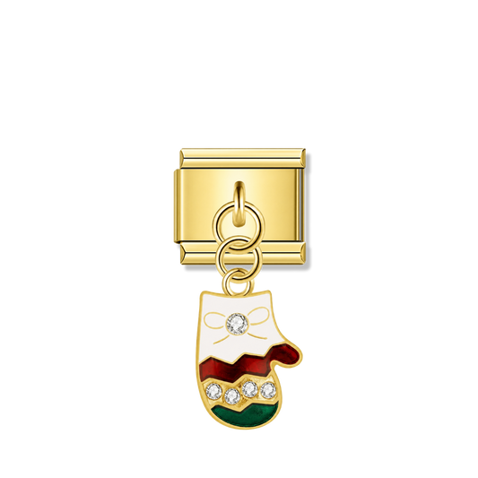 Sparkle Mitten – gold Italian pendant charm by Italycharm