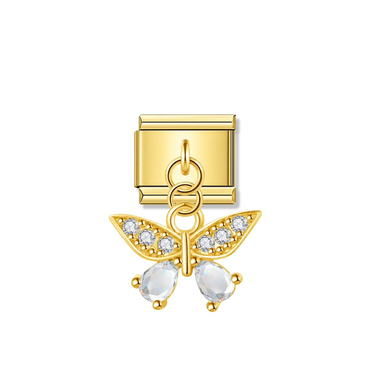 Sparkling Butterfly with CZ – gold Italian pendant charm by Italycharm