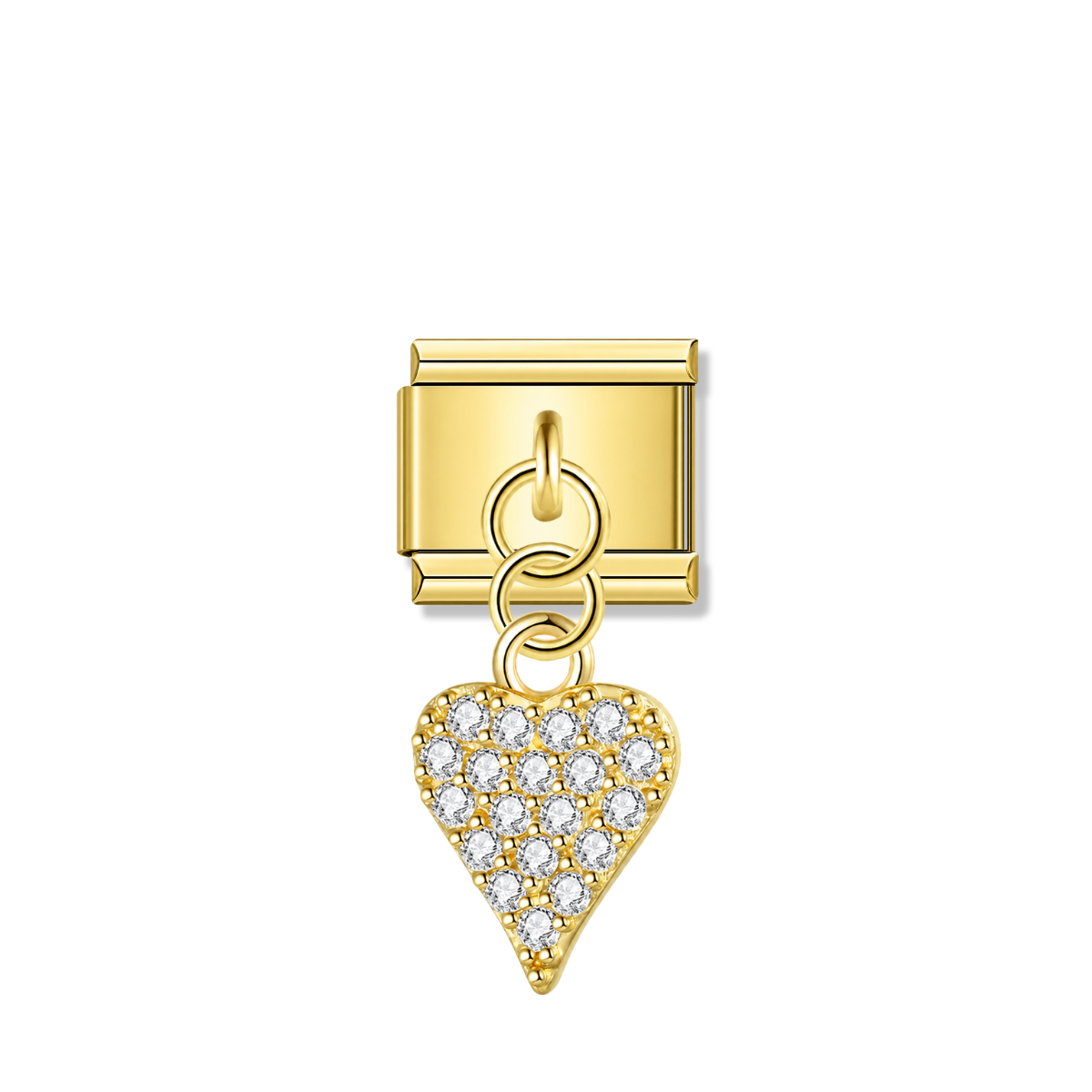 Sparkling Heart with CZ – gold Italian pendant charm by Italycharm