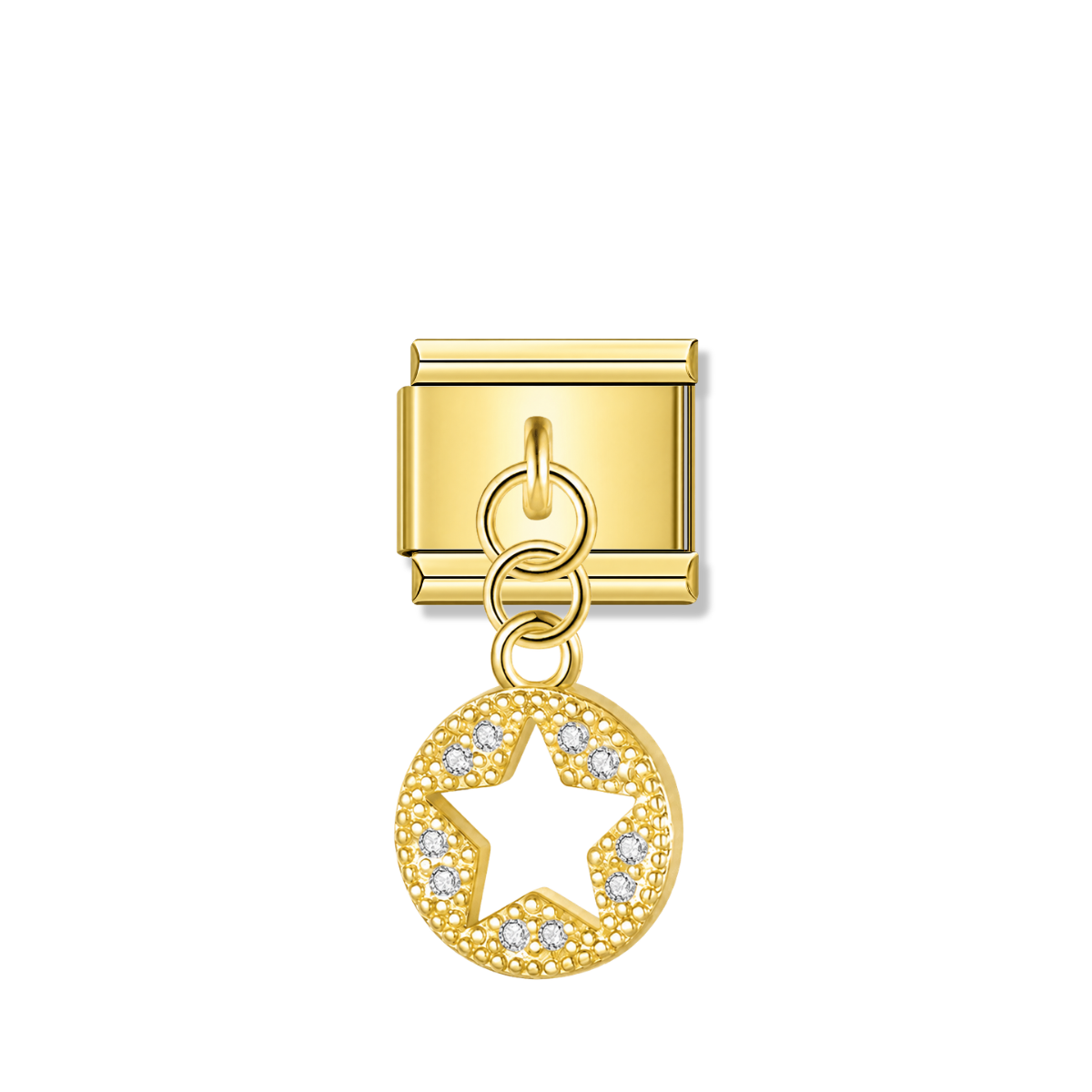 Sparkling Star with CZ – gold Italian pendant charm by Italycharm