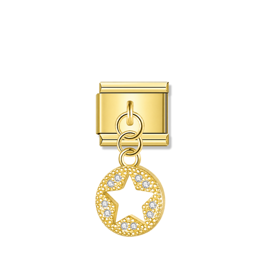 Sparkling Star with CZ – gold Italian pendant charm by Italycharm