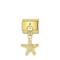 Sparkling Starfish with CZ - Gold Pendant Charm