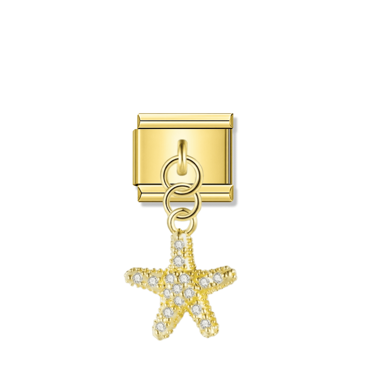 Sparkling Starfish with CZ – gold Italian pendant charm by Italycharm