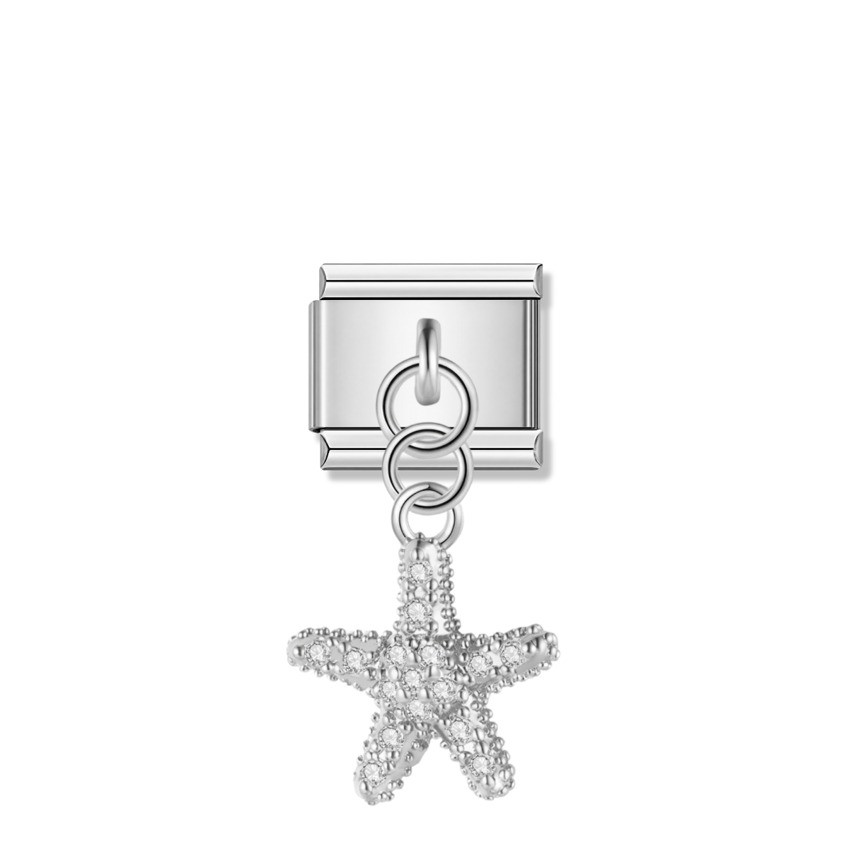 Sparkling Starfish with CZ – silver Italian pendant charm by Italycharm