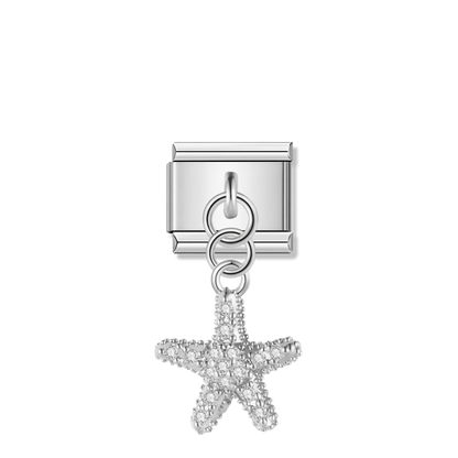 Sparkling Starfish with CZ – silver Italian pendant charm by Italycharm