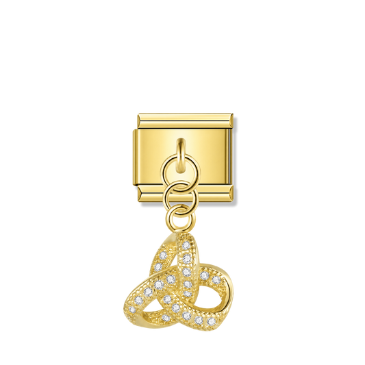 Sparkling Trinity Loop – gold Italian pendant charm by Italycharm