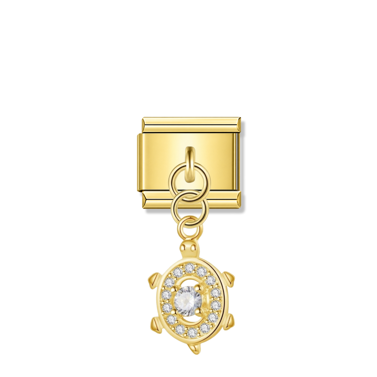 Sparkling Turtle with CZ – gold Italian pendant charm by Italycharm