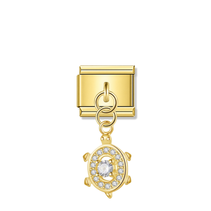 Sparkling Turtle with CZ – gold Italian pendant charm by Italycharm