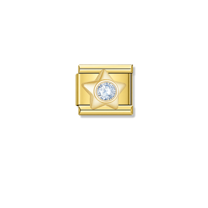 Star with CZ – gold Italian charm by Italycharm