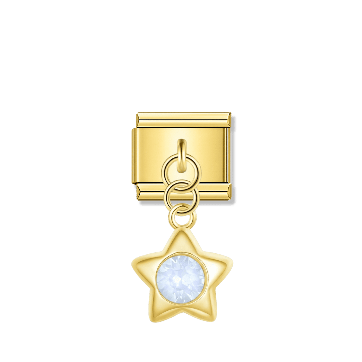 Star with White Stone – gold Italian pendant charm by Italycharm