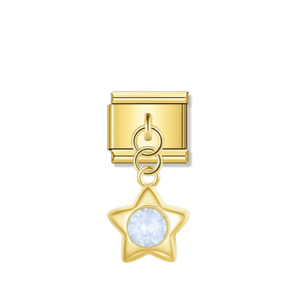 Star with White Stone – gold Italian pendant charm by Italycharm