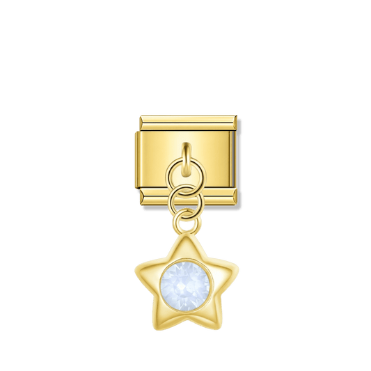 Star with White Stone – gold Italian pendant charm by Italycharm