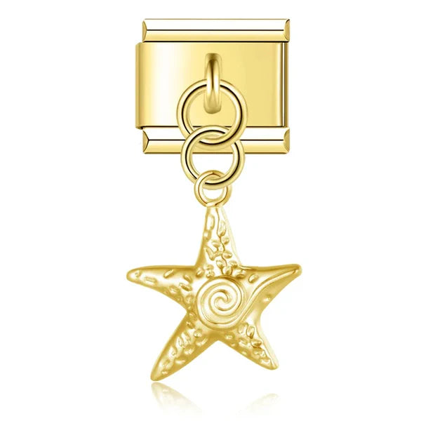 Starfish Spiral – Gold Italian Pendant Charm - Charmris