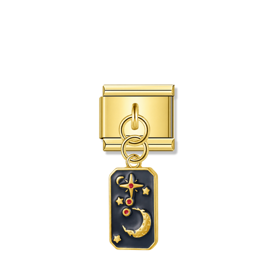 Stargazer Moon – gold Italian pendant charm by Italycharm