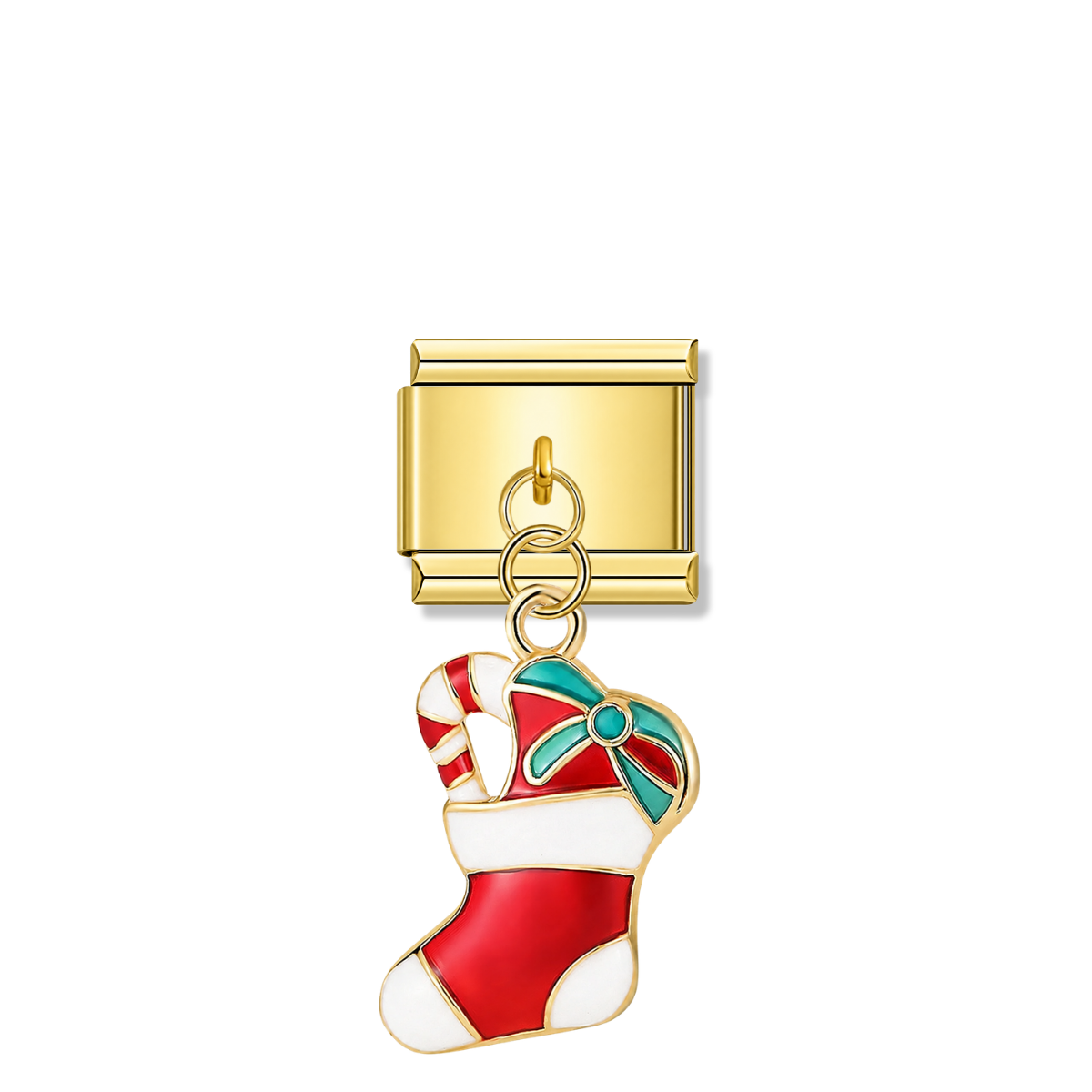 Stocking Joy – gold Italian pendant charm by Italycharm