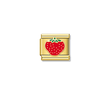 Strawberry – gold Italian charm by Italycharm
