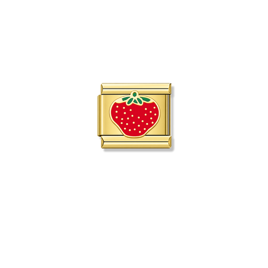 Strawberry – gold Italian charm by Italycharm
