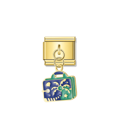 Summer Suitcase – Gold Italian Pendant Charm – Italian charm by Italycharm