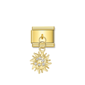 Sunburst with CZ - Gold Pendant Charm