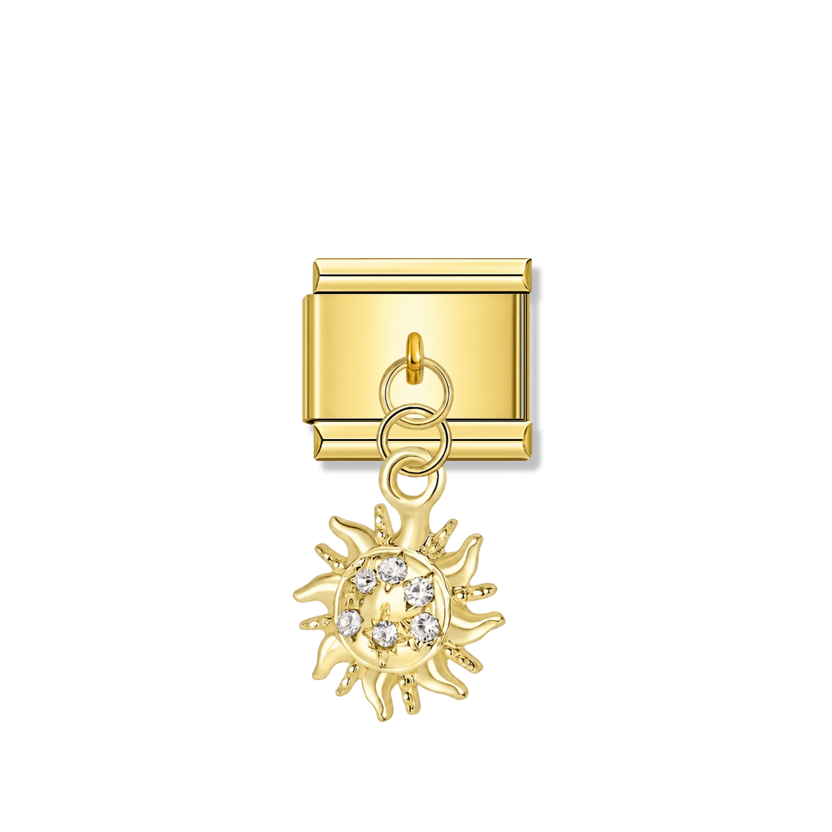 Sunburst with CZ – gold Italian pendant charm by Italycharm