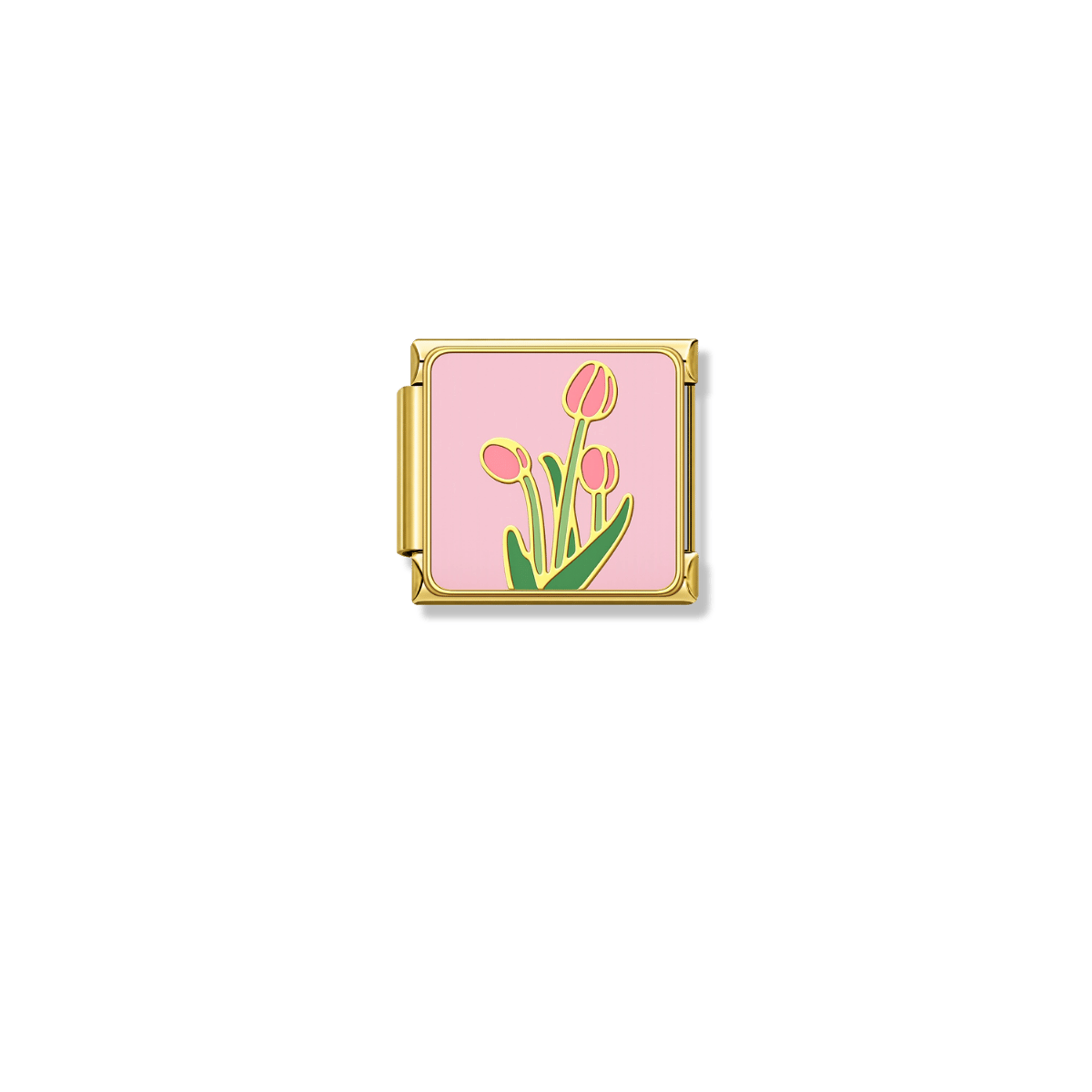 Sweet Pink Tulips – gold Italian charm by Italycharm