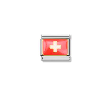 Switzerland Flag – silver Italian charm by Italycharm