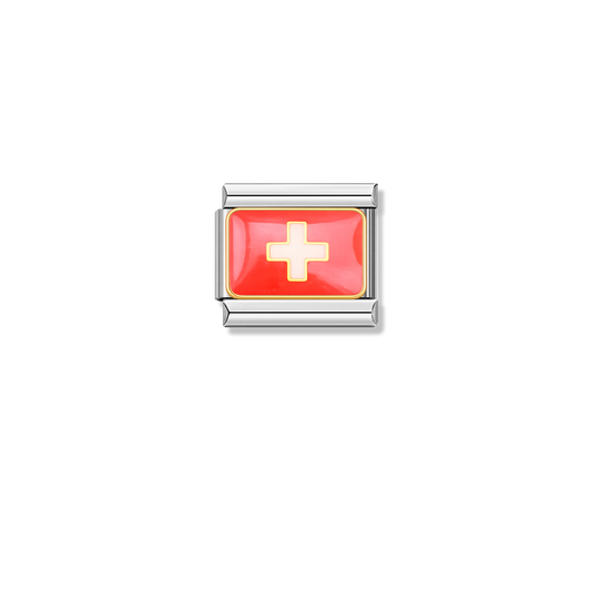 Switzerland Flag – silver Italian charm by Italycharm