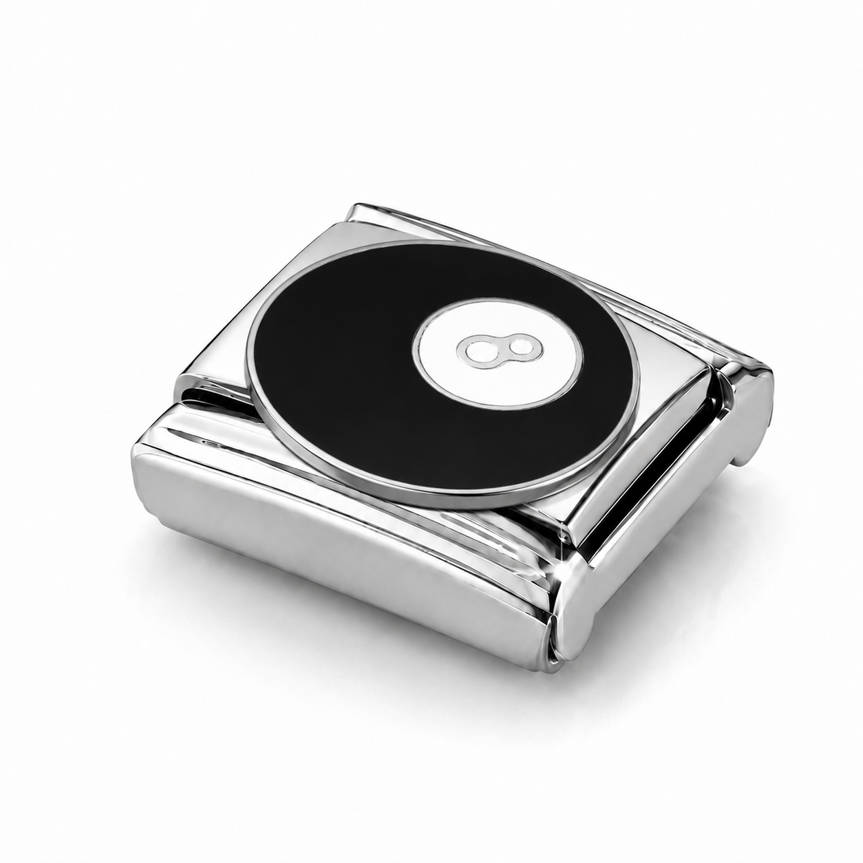 Table Tennis number 8 – silver Italian charm close-up view