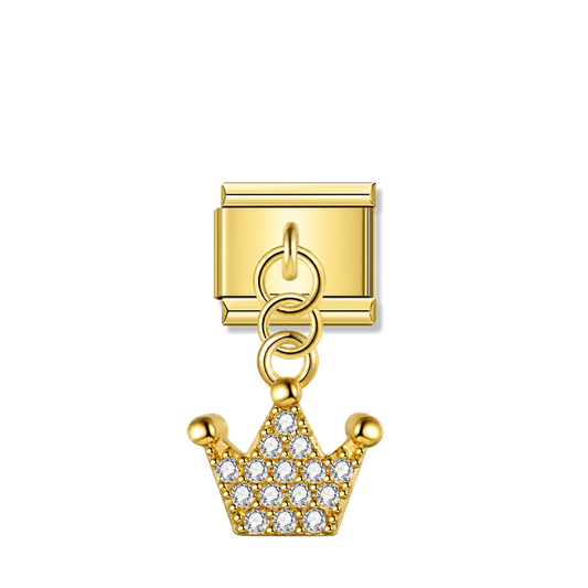Tiny Crown with CZ – gold Italian pendant charm by Italycharm