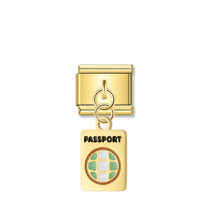 Travel Passport – Gold Italian Pendant Charm – Italian charm by Italycharm