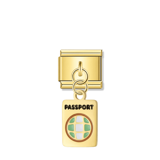 Travel Passport – Gold Italian Pendant Charm – Italian charm by Italycharm