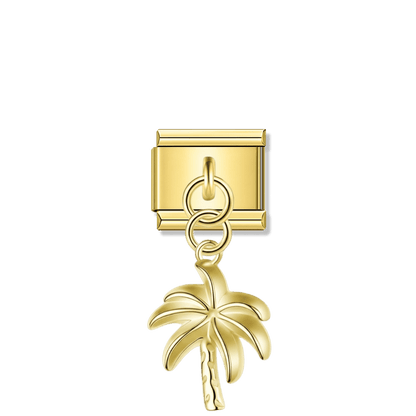 Tropical Coconut Tree – Gold Italian Pendant Charm