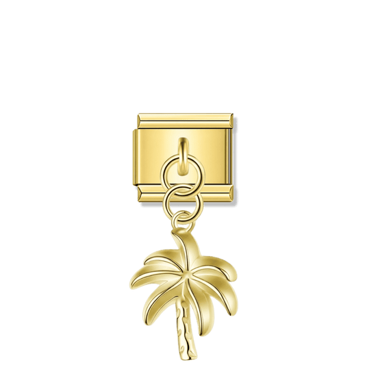 Tropical Coconut Tree – Gold Italian Pendant Charm