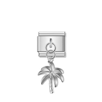 Tropical Coconut Tree – Silver Italian Pendant Charm