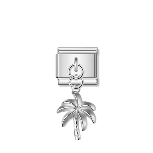 Tropical Coconut Tree – Silver Italian Pendant Charm