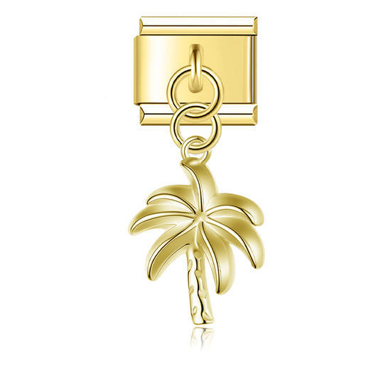 Tropical Coconut Tree – Gold Italian Pendant Charm
